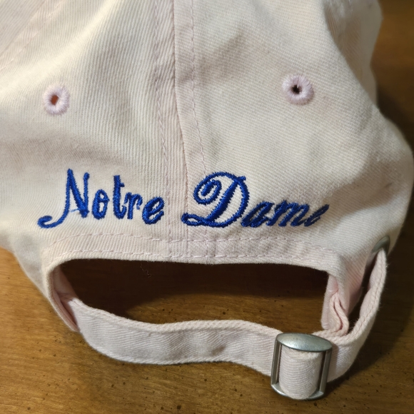 Notre Dame Light Pink And Embroidered Blue Bulldog Adjustable Baseball Cap Hat - Picture 4 of 11
